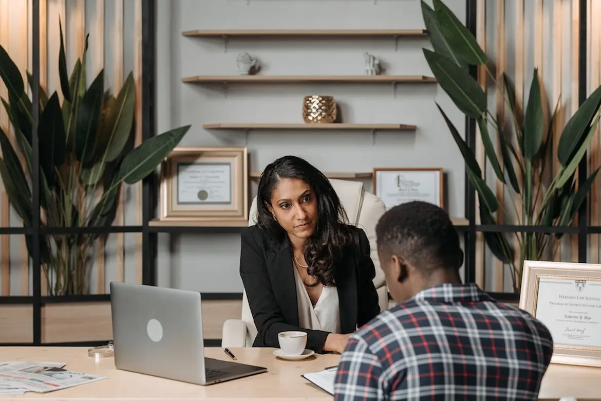 a wrongful death lawyer during consultation meeting with a client
