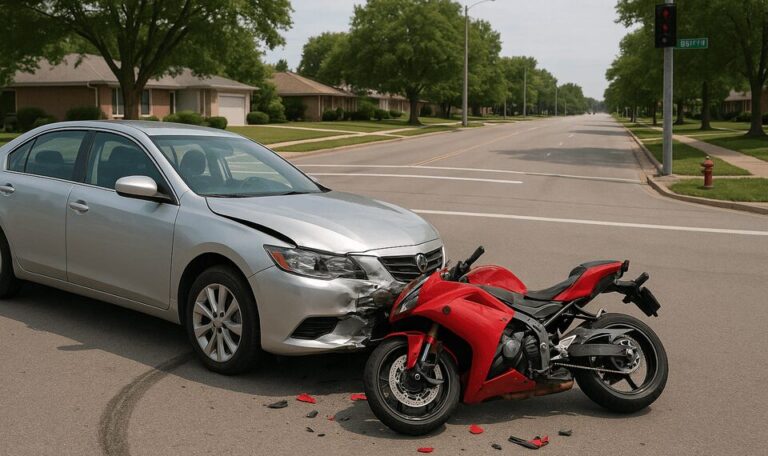 motorcycle crash involving a car