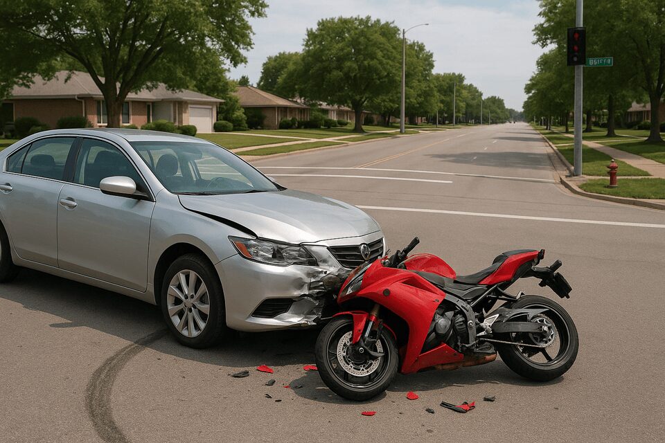 motorcycle crash involving a car