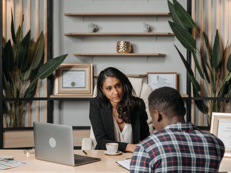 a wrongful death lawyer during consultation meeting with a client