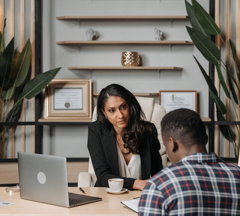 a wrongful death lawyer during consultation meeting with a client