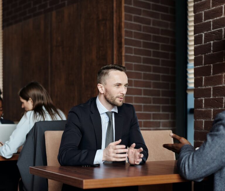 an attorney discussing with a client