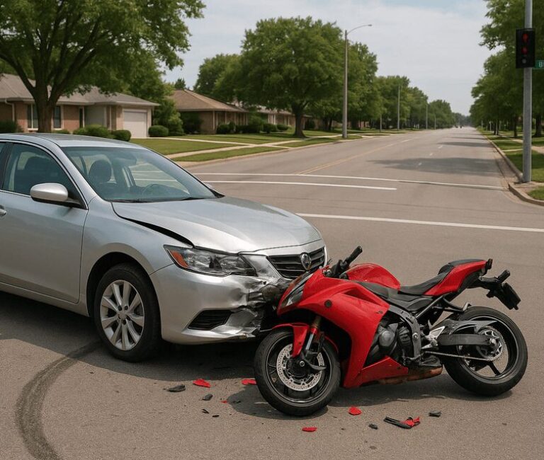 motorcycle crash involving a car
