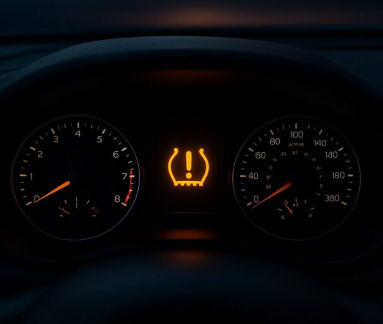 tire pressure sensor light on a car dashbaord